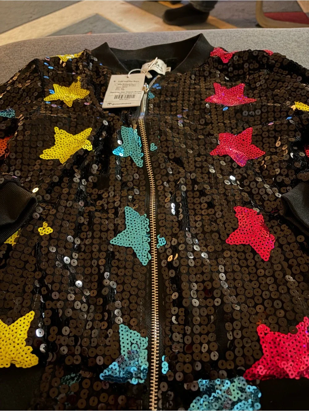 Lola and the Boys Sequin Star Bomber Jacket